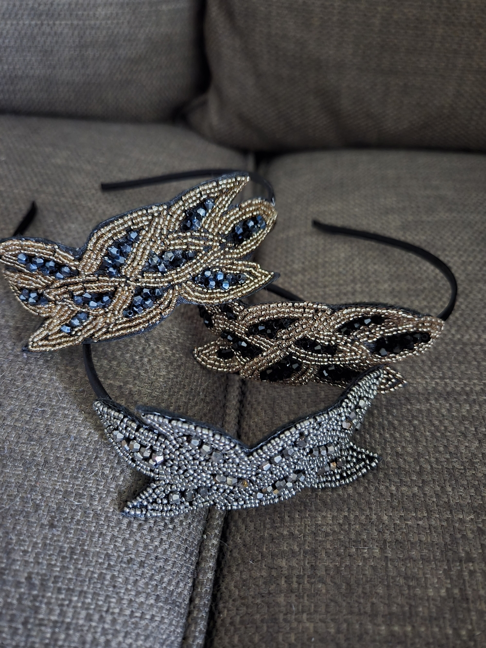 Beaded Butterfly Headbands - Black, Gold, Silver